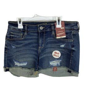 NWT Arizona Womens Juniors Size 9 Blue Midi Jean Shorts MSRP $34